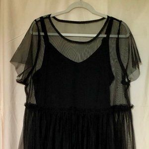 Torrid Black Mesh Skater Dress Plus
